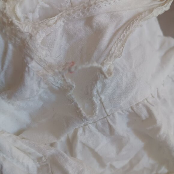 Vintage Infant Baby Dress 1T 18m White Tiered Sleeveless Lace Accents 1950's - Picture 5 of 6